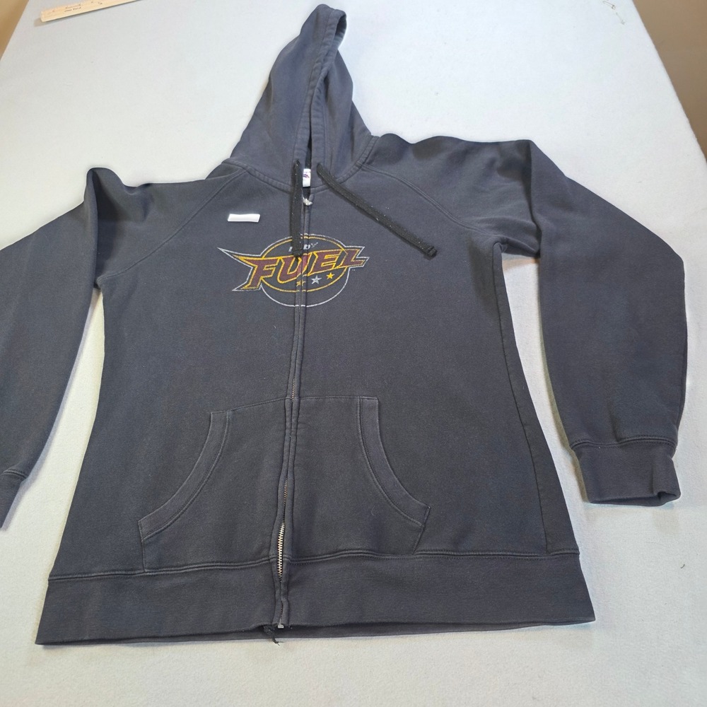 Champion Indy Fuel Full Zip Hoodie Mens XL Black Distressed Hockey Sweatshirt